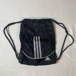 Adidas Black Drawstring Gym Bag Duffel Backpack Sport Training‎ Workout